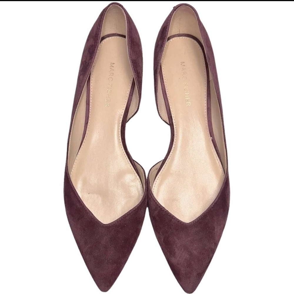 Marc Fisher Women’s Size 8.5 Burgundy Plum D’Orsay Pointed Suede Flats